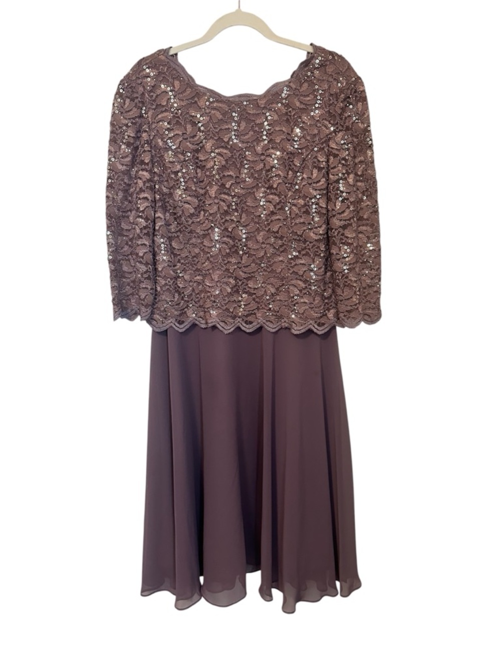 Alex Evenings Women's Tea Length Purple Sequin Dress Size 14P